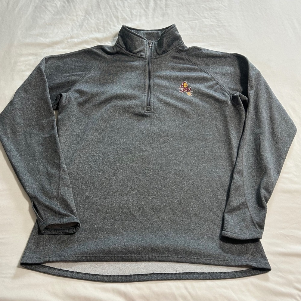 Knights Apparel ASU Sun Devils Quarter Zip Pullover Gray Women Large 11/13